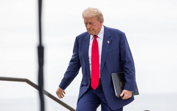 Former President and current presidential contender Donald Trump speaks at Trump National Golf Club in Rancho Palos Verdes, Calif., on Sept. 13, 2024. (John Fredricks/The Epoch Times)