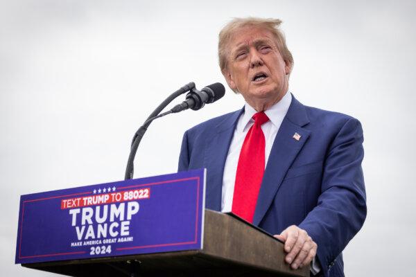 Former President and current presidential contender Donald Trump speaks at Trump National Golf Club in Rancho Palos Verdes, Calif., on Sept. 13, 2024. (John Fredricks/The Epoch Times)