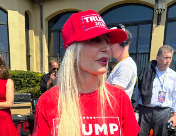 Thirty-year Rancho Palos Verdes resident Rebecca Simon said she was encouraged by former President Donald Trump's promise to help her community on Sept. 13, 2024. (Jill McLaughlin/The Epoch Times)