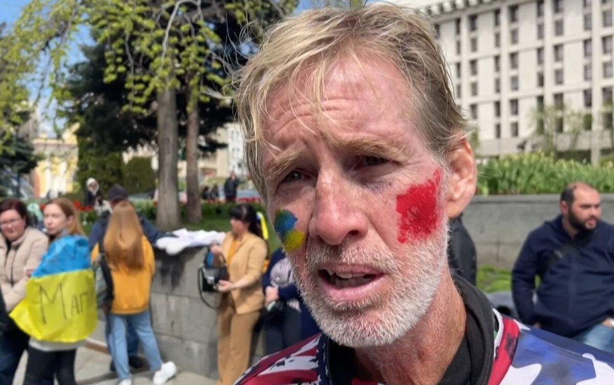 This screengrab taken from AFPTV on September 16, 2024 shows Ryan Wesley Routh speaking during an interview at a rally calling to urge for humanitarian corridors for the evacuation of civilians and Ukrainian servicemen from Mariupol in central Kyiv, Ukraine, on April 27, 2022. Routh, 58, was arrested connection to a probably assassination attempt targeting former President Donald Trump on Sep. 15, 2024 in Palm Beach County, Florida. (-/AFPTV/AFP via Getty Images)