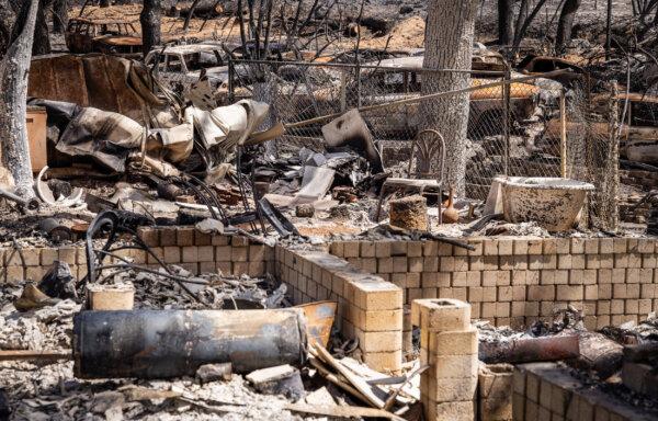 Damage from the Airport Fire in El Cariso Village, Calif., on Sep. 16, 2024. (John Fredricks/The Epoch Times)