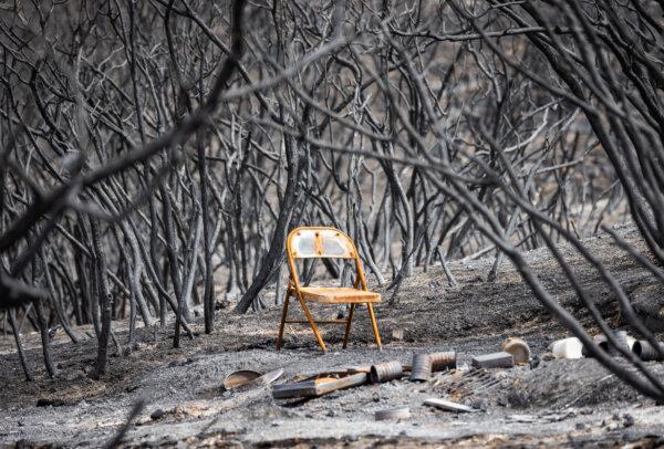 Damage from the Airport Fire in El Cariso Village, Calif., on Sep. 16, 2024. (John Fredricks/The Epoch Times)