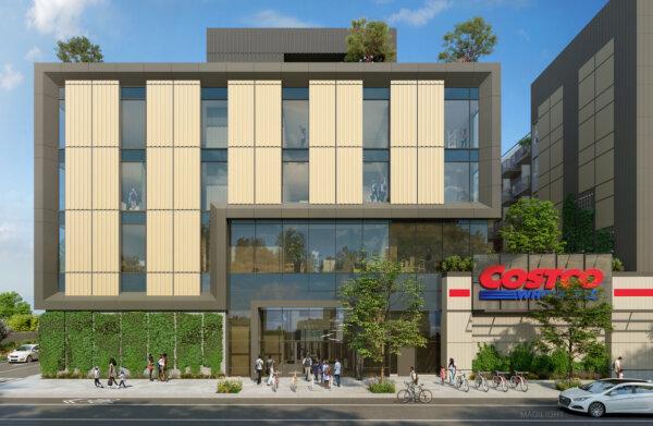 Artist rendering of a new Costco mixed-use development with 800 apartments in South Los Angeles. (Courtesy of Thrive Living)