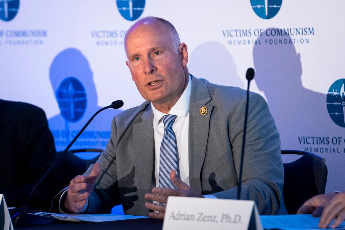 Rep. John Moolenaar (R-Mich.) speaks during the China Forum in Washington on Sept. 25, 2024. (Madalina Vasiliu/The Epoch Times)