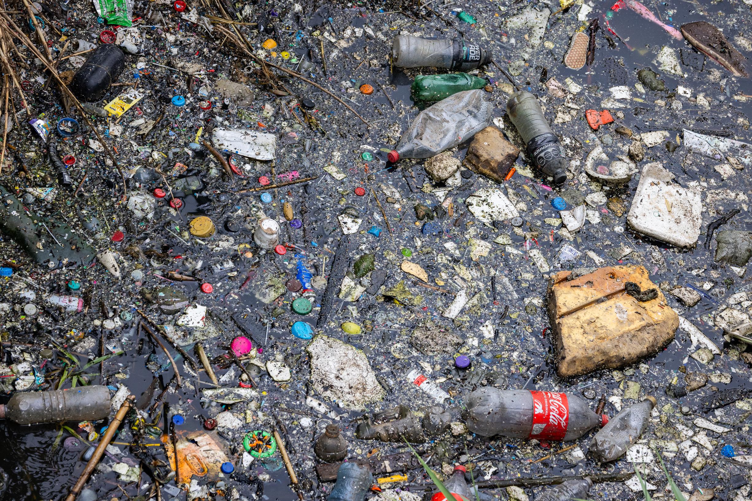 Trash builds up along the Tijuana River outside of San Diego on Sept. 19, 2024. (John Fredricks/The Epoch Times)