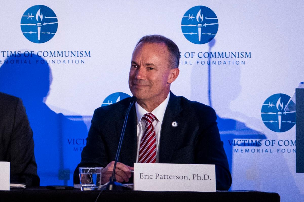 Eric Patterson, president and CEO of the Victims of Communism Memorial Foundation, speaks during the China Forum in Washington on Sept. 25, 2024. (Madalina Vasiliu/The Epoch Times)