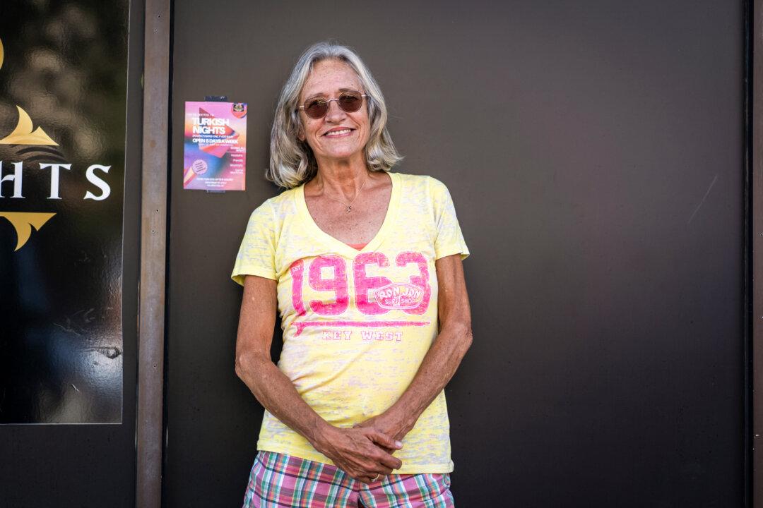 Harris supporter Jill Radzcwiz of Salisbury, N.C., poses for a photo in Wilmington, N.C., on Sept. 21, 2024. (Madalina Vasiliu/The Epoch Times)