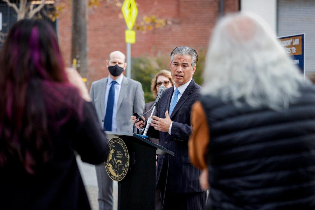 California Attorney General Rob Bonta speaks during a news conference in San Francisco on Nov. 15, 2021. (Justin Sullivan/Getty Images)