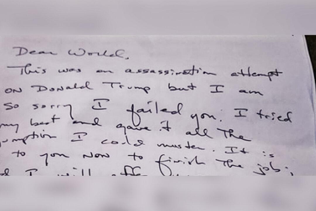 (Top) Ryan Routh's house, located in Kaaawa, Hawaii, on Sept. 15, 2024. (Bottom Left) A note allegedly written by Ryan Routh about wanting to assassinate former President Donald Trump in court papers released by the Department of Justice, on Sept. 23, 2024. (Bottom Right) A photo of the SKS-style rifle allegedly used by Ryan Routh, in court papers released by the Department of Justice, on Sept. 23, 2024. (Audrey McAvoy/AP Photo, U.S. Department of Justice)