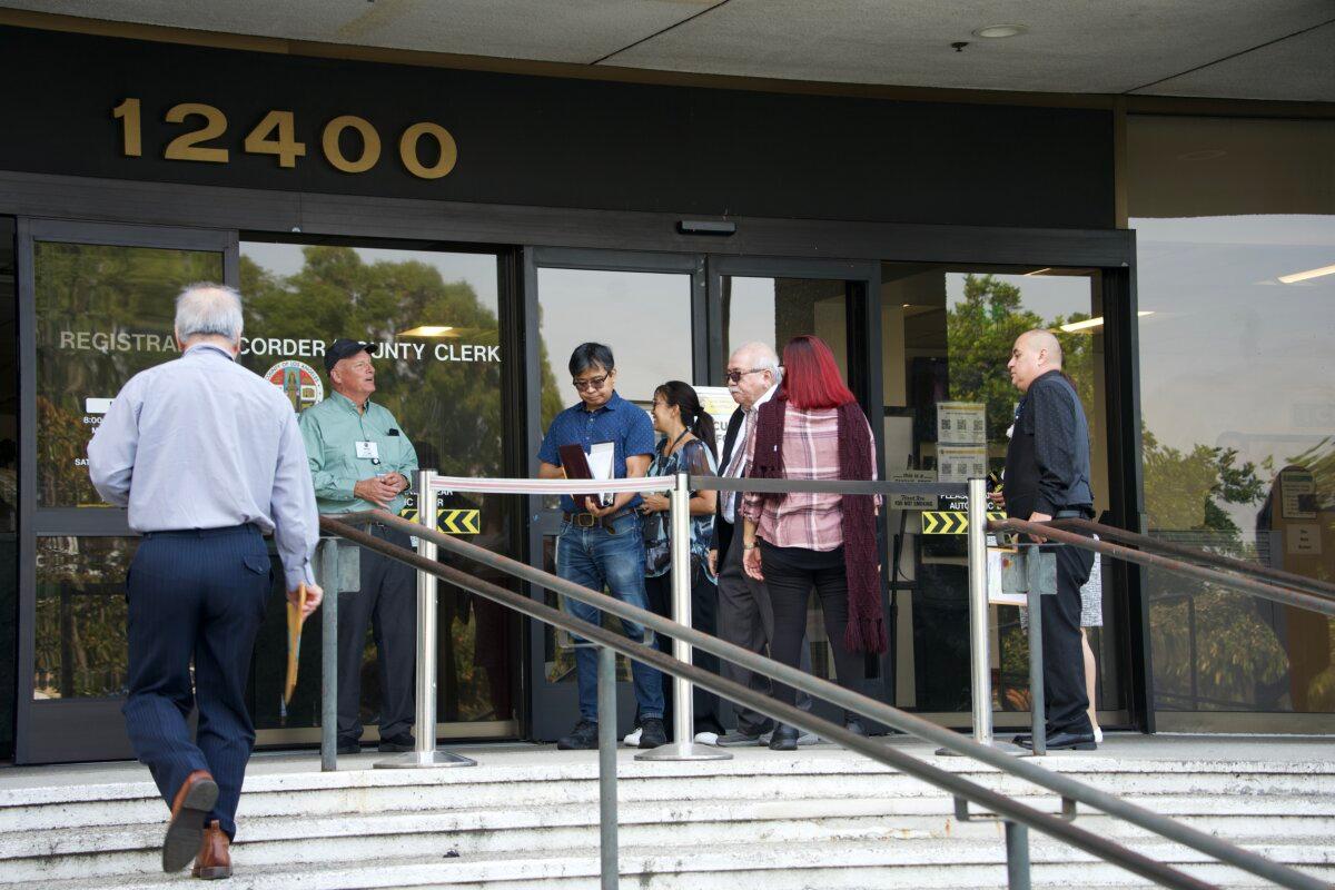 Residents visit the Los Angeles County Registrar-Recorder/County Clerk in Norwalk, Calif., on Oct. 7, 2024. (Sophie Li/The Epoch Times)