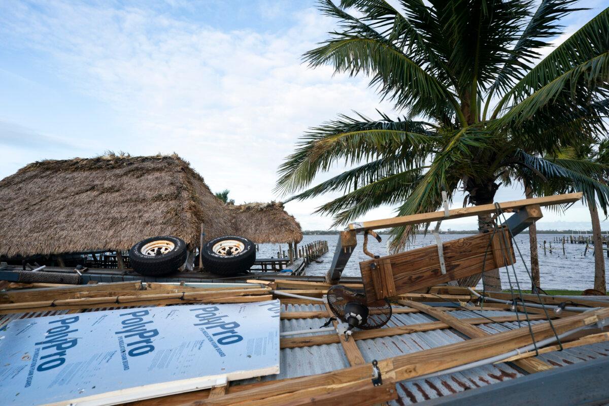 Storm damage in the aftermath of Hurricane Milton in Osprey, Fla., on Oct. 10, 2024. (Sean Rayford/Getty Images)