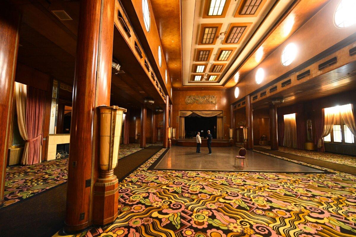 The inside of the Queen Mary historic ocean liner in Long Beach, Calif., on Feb. 18, 2022. (Patrick T. Fallon/AFP via Getty Images)