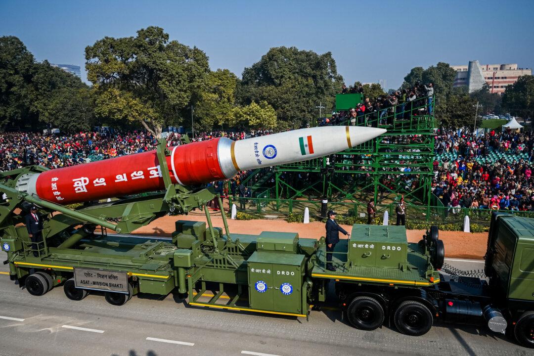 An anti-satellite weapon “Mission Shakti” is displayed during the Republic Day parade in New Delhi, India, on Jan. 26, 2020. (Prakash Singh/AFP via Getty Images)