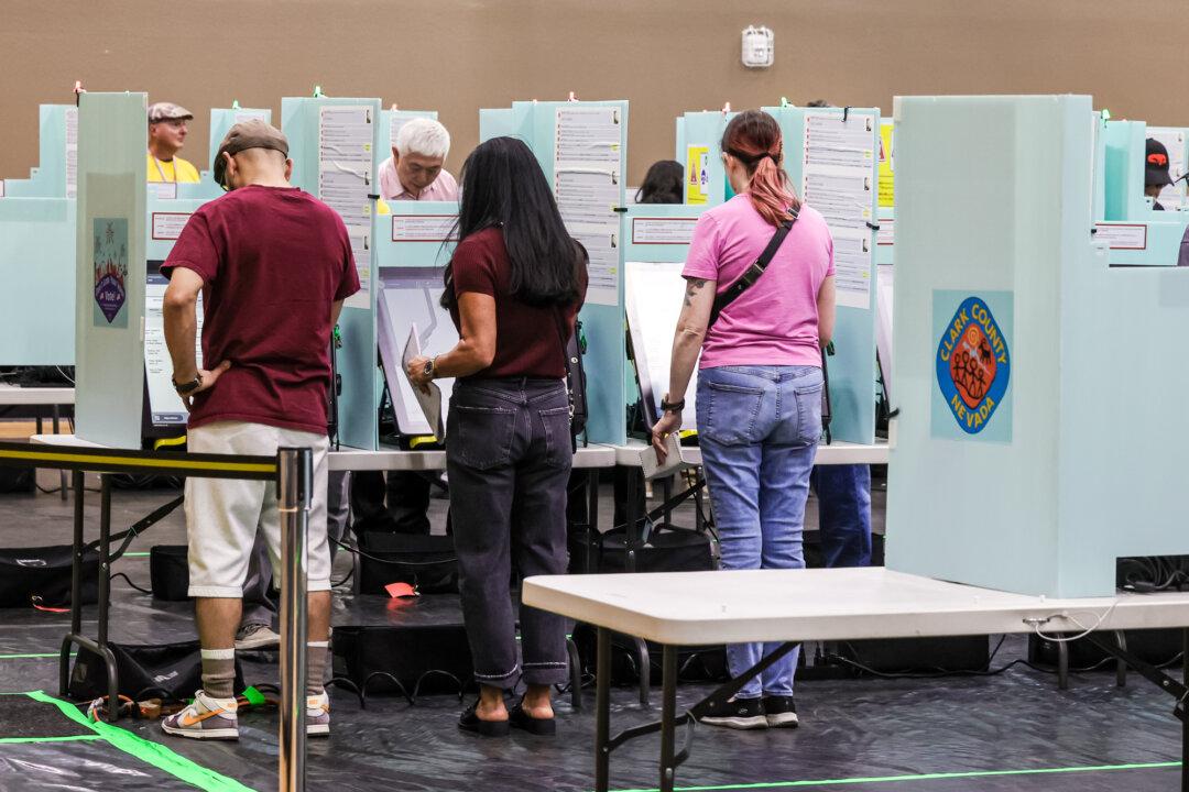 People vote on the first day of in-person early voting at Desert Breeze Community Center in Las Vegas on Oct. 19, 2024. (Ethan Miller/Getty Images)