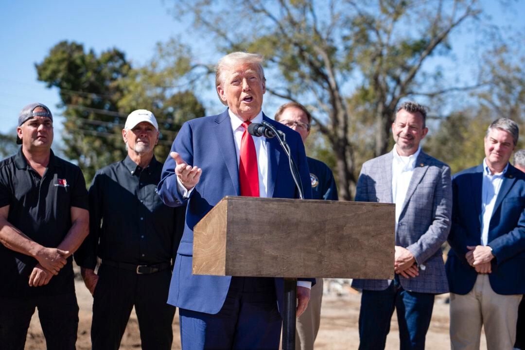 Republican presidential candidate former President Donald Trump holds a press conference in Asheville, N.C., on Oct. 21, 2024. (Madalina Vasiliu/The Epoch Times)