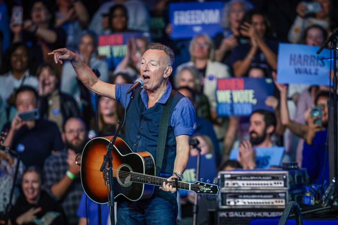 Singer Bruce Springsteen performs at a Harris campaign rally at Temple University in Philadelphia on Oct. 28, 2024. (Win McNamee/Getty Images)