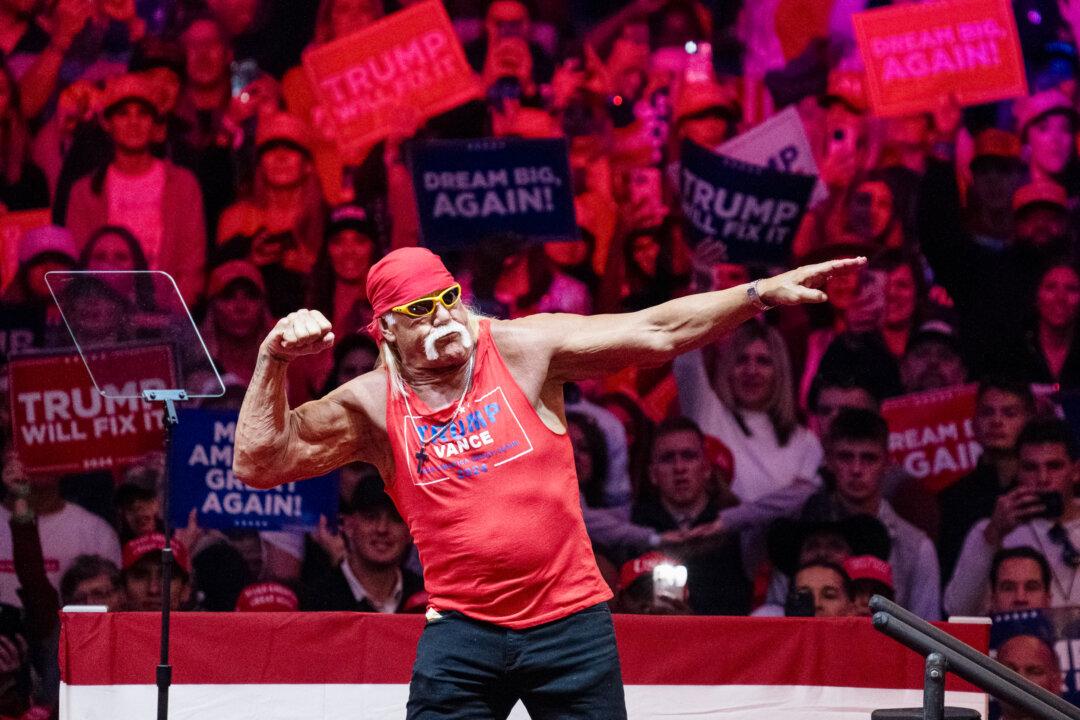 Former WWE wrestler Hulk Hogan attends at a campaign rally for former President Donald Trump at Madison Square Garden in New York City on Oct. 27, 2024. (Samira Bouaou/The Epoch Times)