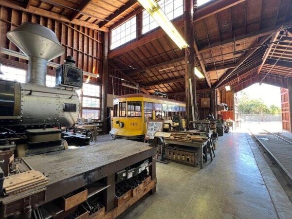 The Trolley Barn is used to house and restore vintage streetcars. (Courtesy of Karen Gough)