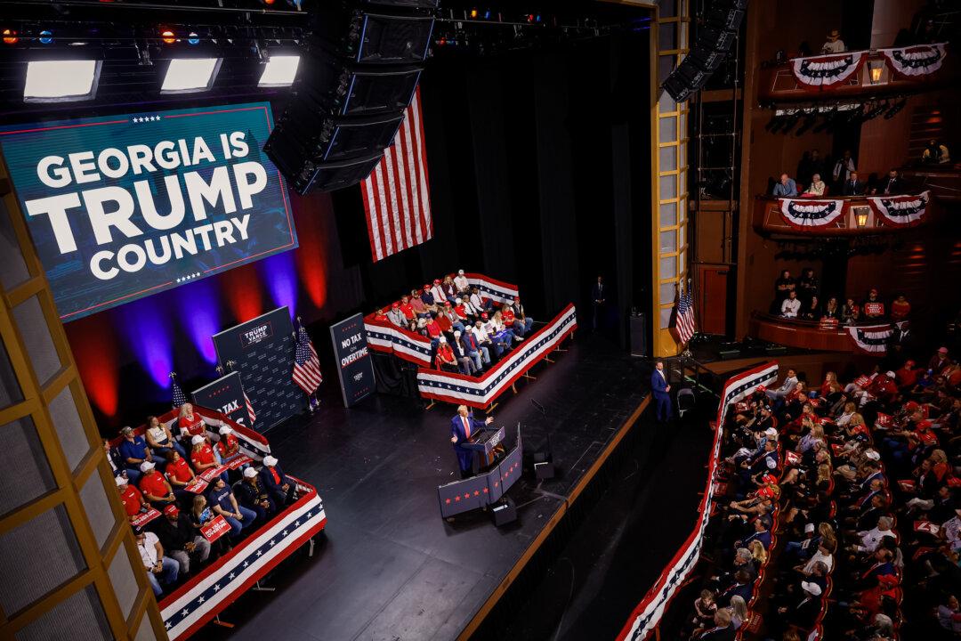 Republican presidential nominee former President Donald Trump speaks during a campaign rally in Atlanta on Oct. 15, 2024. (Kevin Dietsch/Getty Images)