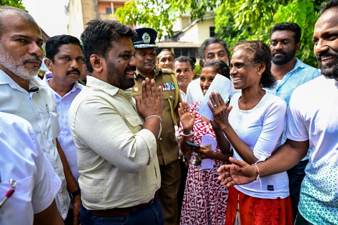 Sri Lankan President Anura Kumara Dissanayake leaves a polling station after casting his ballot to vote in Sri Lanka's parliamentary election in Colombo, Sri Lanka,
on Nov. 14, 2024. (Ishara S. Kodikara/AFP via Getty Images)