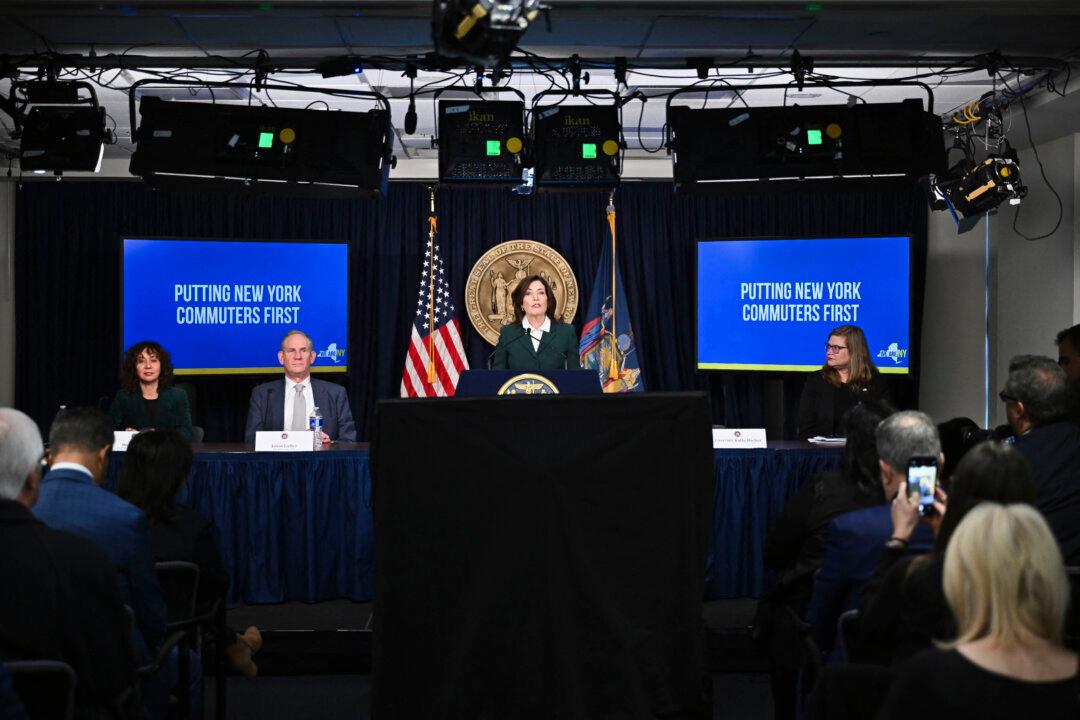 New York Governor Kathy Hochul speaks during a press conference regarding congestion pricing in New York City on Nov. 14, 2024. (Angela Weiss/AFP via Getty Images)