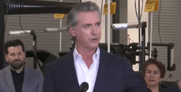 In a still from the video, Gov. Gavin Newsom makes an announcement on job creation and California's economy on Nov. 21. Newsom has called for a special session of the state Legislature to prepare for the incoming Trump administration. (Reuters/Screenshot via NTD)