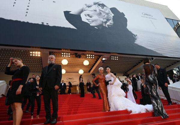 Maye Musk (center-L) and Chinese actress Fan Bingbing (center-R) arrive for the screening of the film "Asteroid City" during the 76th edition of the Cannes Film Festival in Cannes, France, on May 23, 2023. (Patricia de Melo Moreira/AFP via Getty Images)