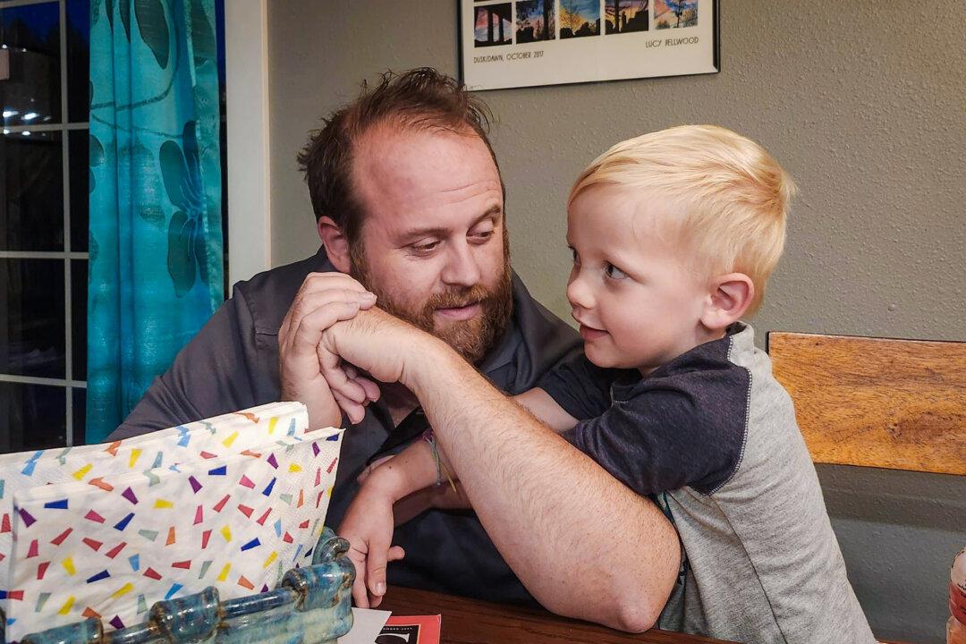 Jeremy Lott and his son, Auggie, at their home in Lynden, Wash., in this file photo. (Courtesy Angie Lott)