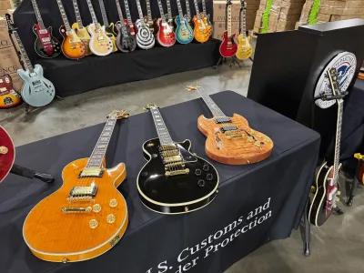 Investigators say that if real, the counterfeit Gibson guitars  would be worth about $18.7 million, according to a Nov. 26 announcement. (U.S. Customs and Border Patrol)