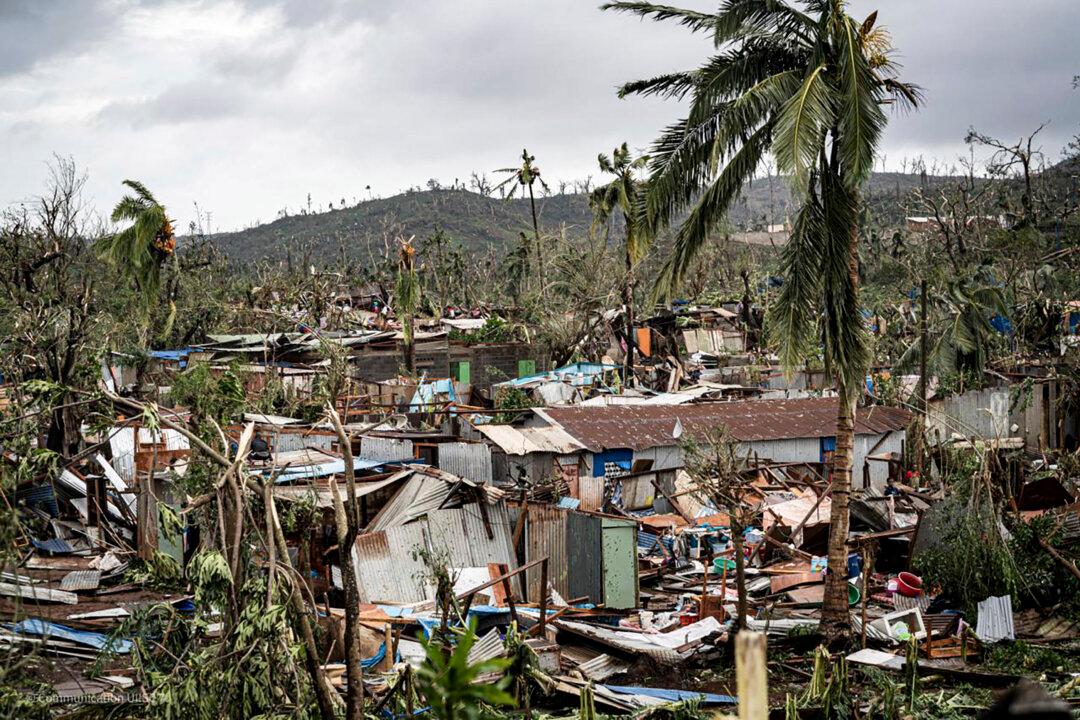 Part of the French territory of Mayotte in the Indian Ocean, after the island was battered by its worst cyclone in nearly a century on Dec. 16, 2024. (UIISC7/Securite Civile via AP)