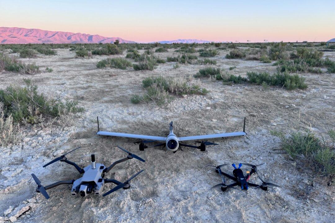 The Red Cat ARACHNID family of drone systems: (L–R) Black Widow, FlightWave Edge 130, and FANG displayed in a company-provided photo. (Red Cat Holdings)