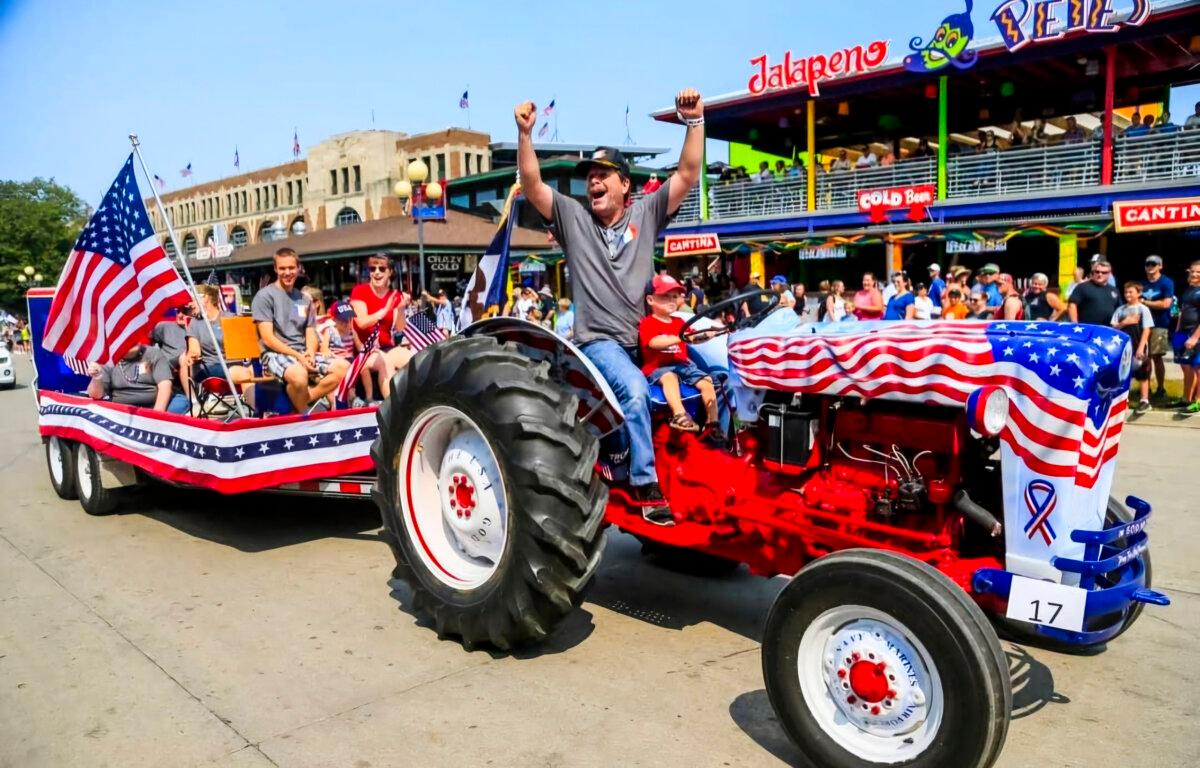 Gary Leffler, 63, of West Des Moines, Iowa, drove his patriotic tractor in many parades during the 2024 campaign of former President Donald Trump and has been invited to participate in his inaugural parade on Jan. 20, 2025. (Courtesy of Gary Leffler)