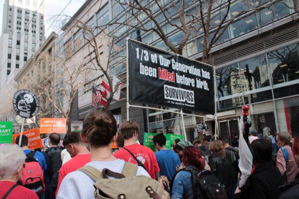 A pro-life banner at the 21st annual West Coast Walk for Life, in San Francisco on Jan. 25, 2025. (Michael Richardson/Live Action)