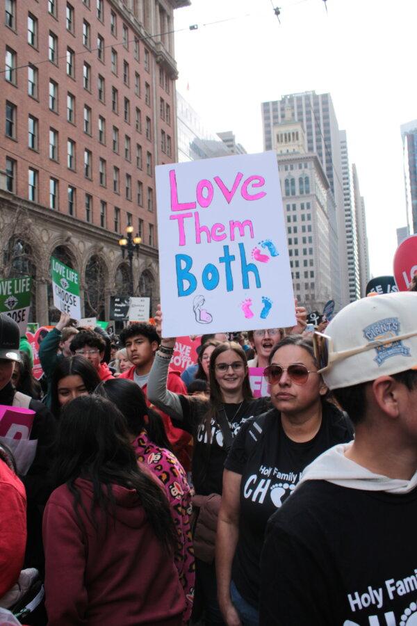 Pro-life advocates at the 21st annual West Coast Walk for Life, in San Francisco, Calif., on Jan. 25, 2025. (Michael Richardson / Live Action)