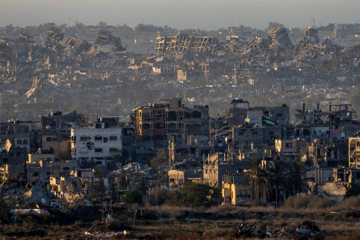 Destroyed buildings stand inside the Gaza Strip, as seen from southern Israel, on Jan. 7, 2025. (Ariel Schalit/AP Photo)