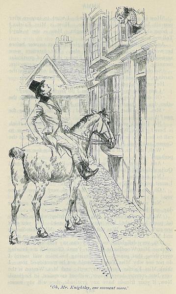 In an illustration for an 1898 copy of "Emma," Mr. Knightley listens obligingly to the loquacious Miss Bates. (Public Domain)