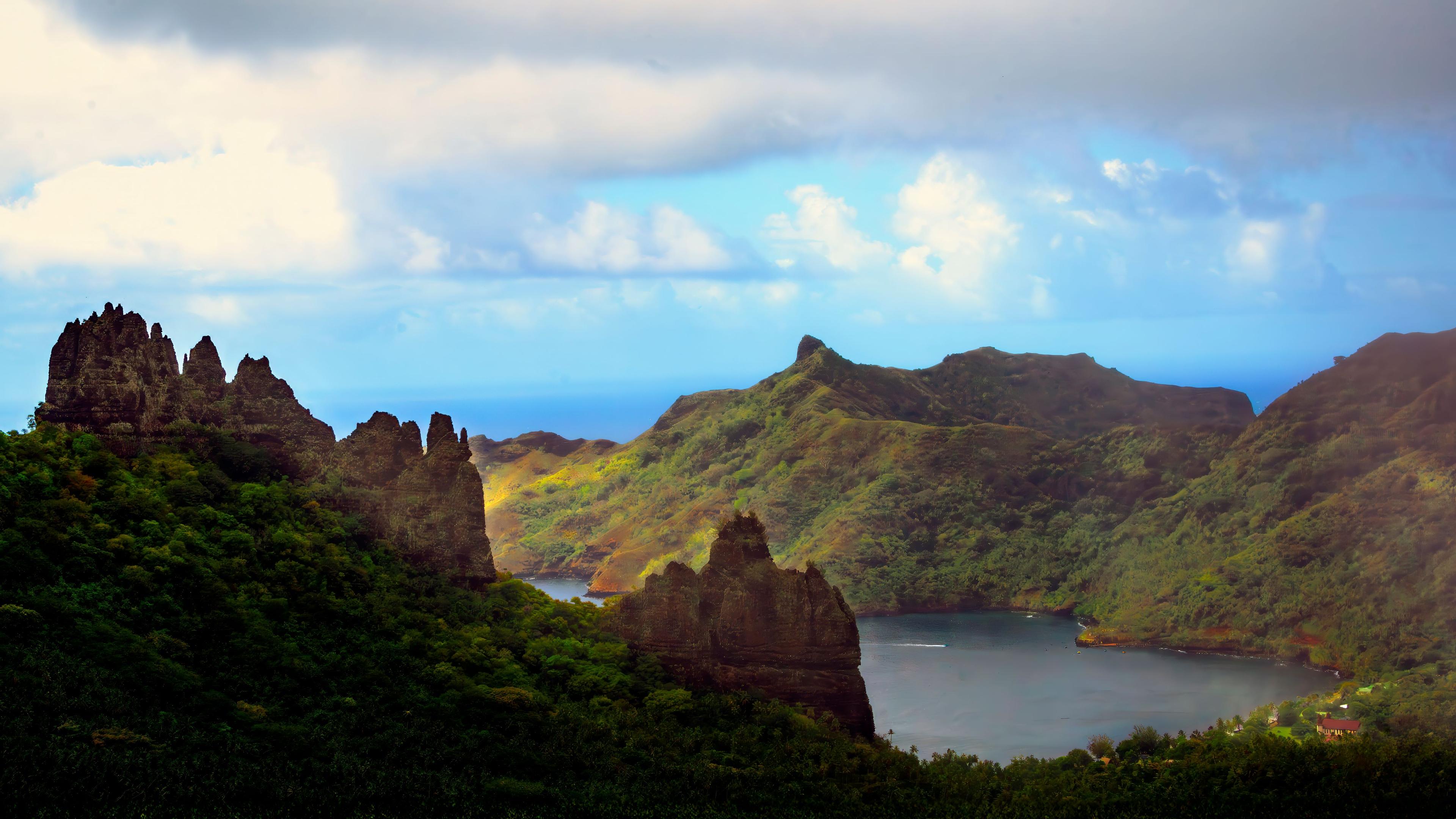 Nuku Hiva’s Taiohae Bay is a magnificent volcanic amphitheater. (Maria Coulson)