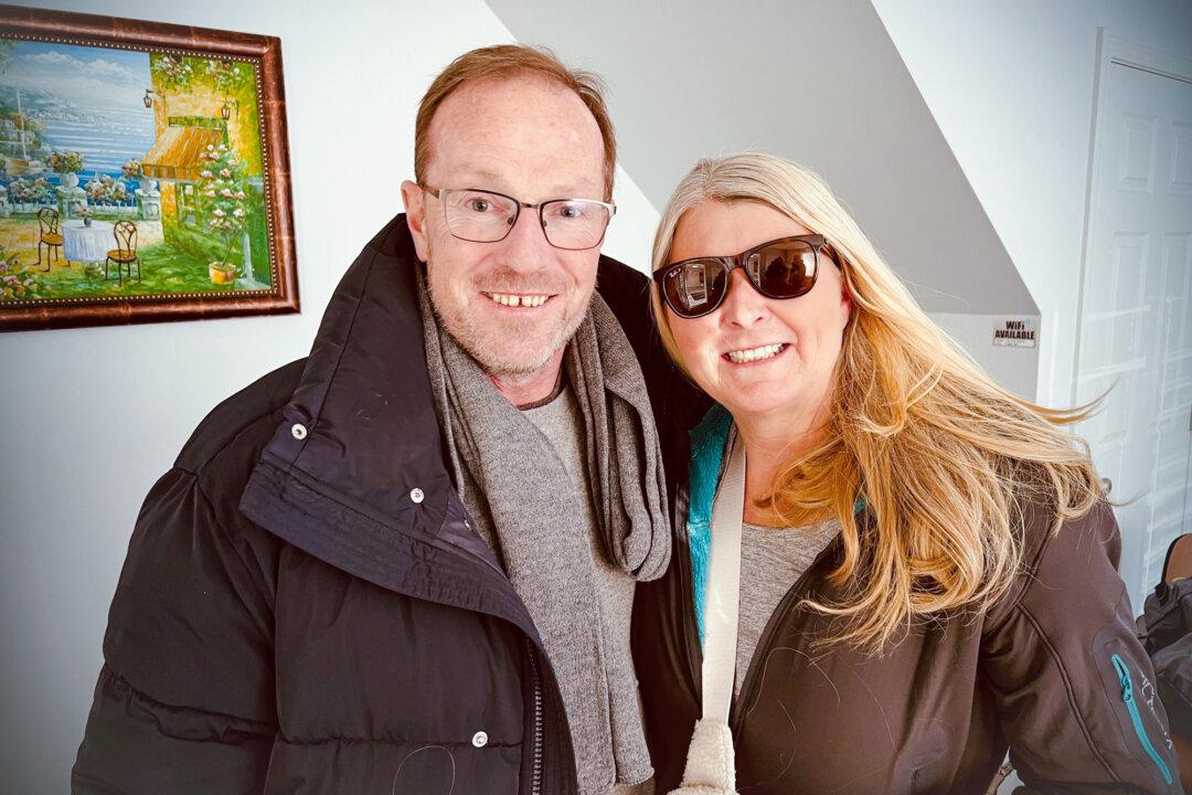 Joseph Robert Fisher, a retired Boston police officer, reunites with his wife and fellow Boston officer, Debra Fisher, on Jan. 22, 2025. (Courtesy of Diane Heavin)