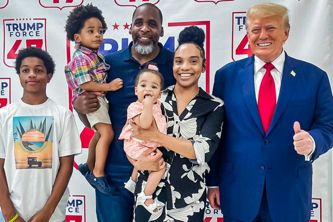 The Kilpatrick family with former President Donald Trump in Macomb County, Mich., in October 2024. (Courtesy of Kwame Kilpatrick)