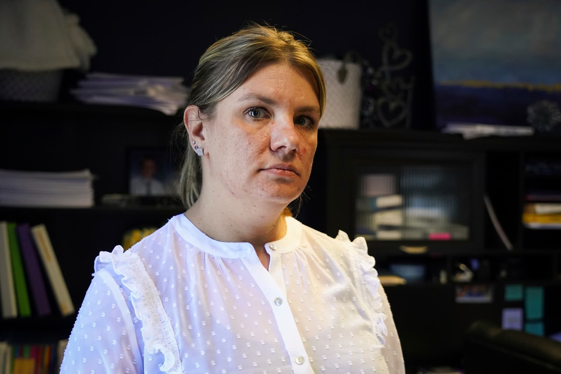 Aimee Bock, the executive director of the nonprofit Feeding Our Future, in St. Anthony, Minn., on Jan. 27, 2022. (Shari L. Gross/Star Tribune via AP)