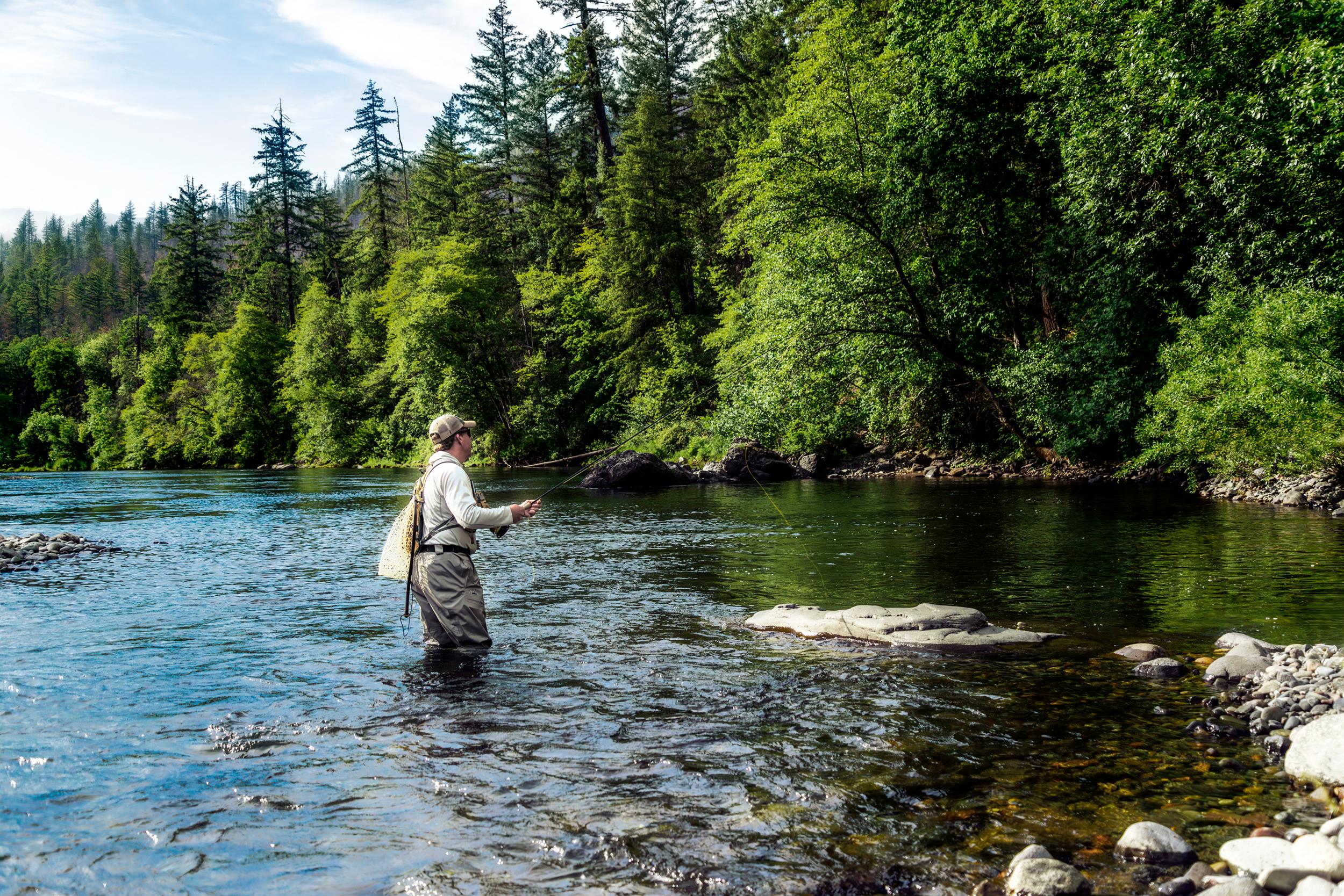 Angler Mike Maurer fly fishing on the North Umpqua River. (Maria Coulson)