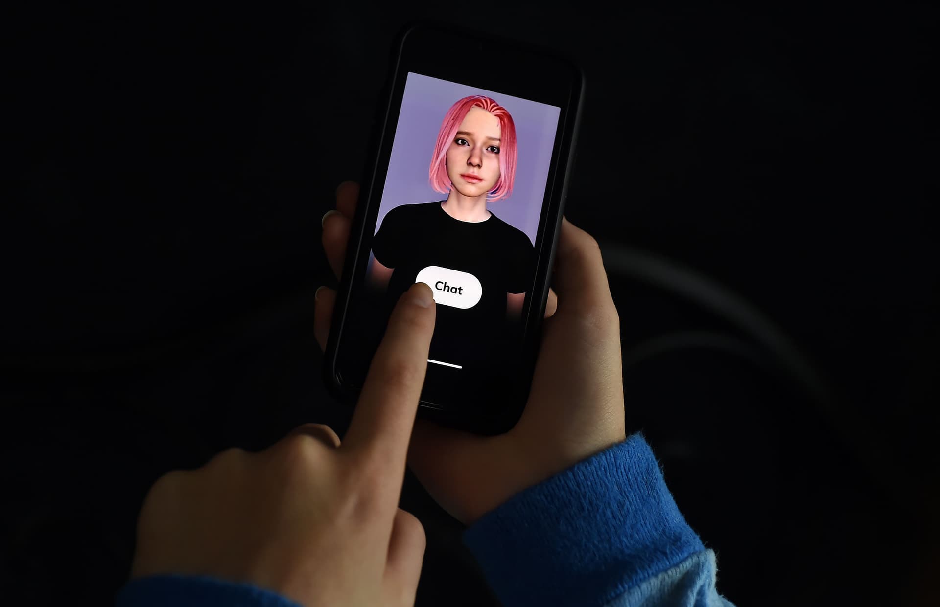 A “virtual friend” is seen on the screen of an iPhone in Arlington, Va., on April 30, 2020. (Olivier Douliery/AFP via Getty Images)