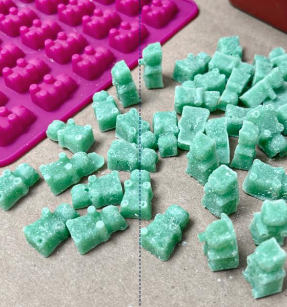 (Left) Police seize a new variety of fentanyl during a recent drug bust that had been molded into the shape of a gummy bear in Lethbridge, Canada. (Middle and Right) Customs and Border Protection seizes approximately 47,000 rainbow-colored fentanyl pills, 186,000 blue fentanyl pills, and 6.5 pounds of methamphetamine hidden in the floor compartment of a vehicle at the port of entry on the U.S.–Mexico border in Nogales, Ariz., on Sept. 3, 2022. (Lethbridge Police Service, U.S. Customs and Border Protection)