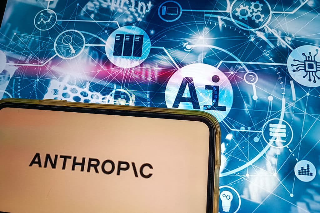 An illustration of the AI company Anthropic on Aug. 1, 2025. (Riccardo Milani/Hans Lucas/AFP via Getty Images)