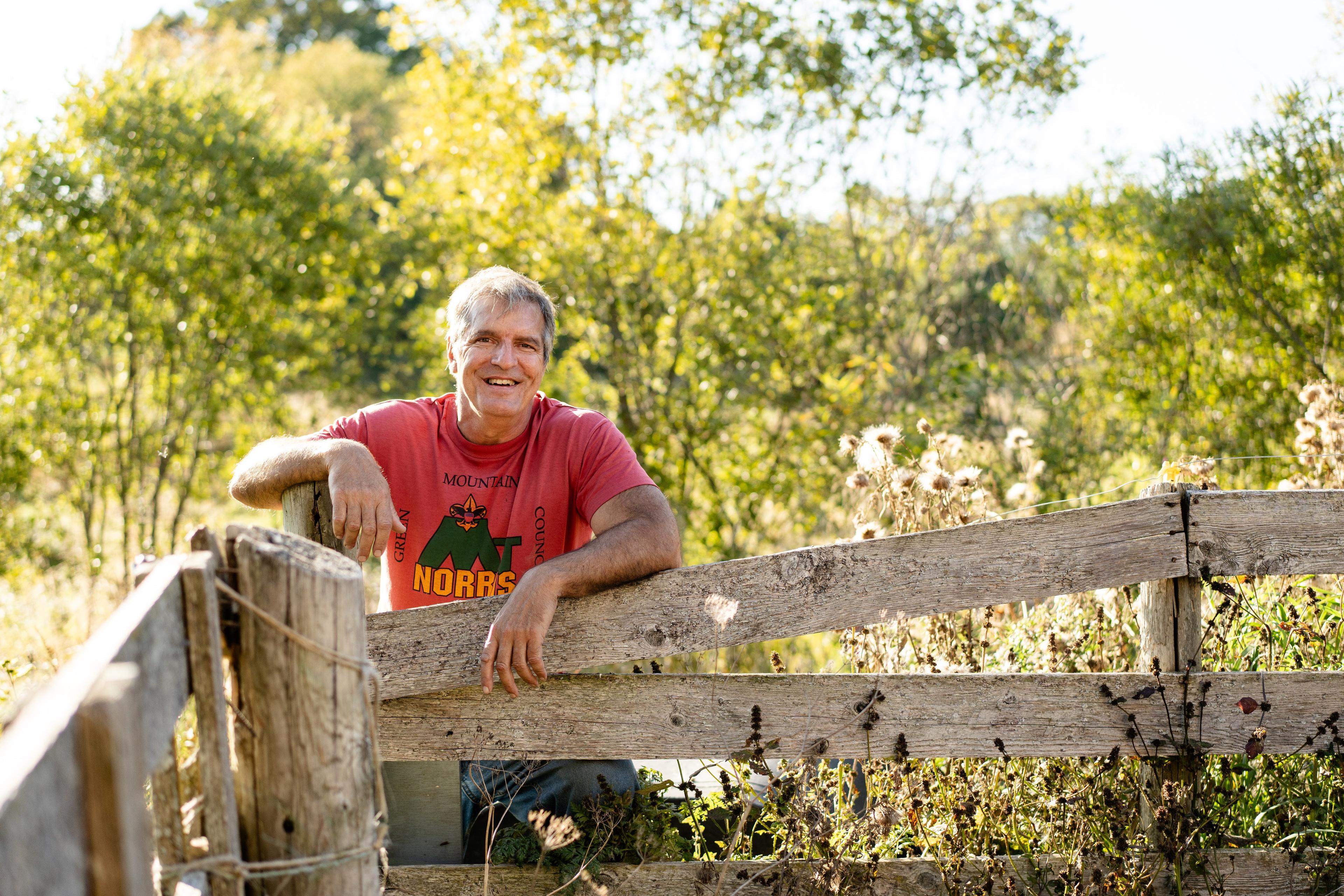 Farmer and attorney John Klar at his homestead in Brookfield, Vt., on Sept. 12, 2025. (Samira Bouaou/The Epoch Times)