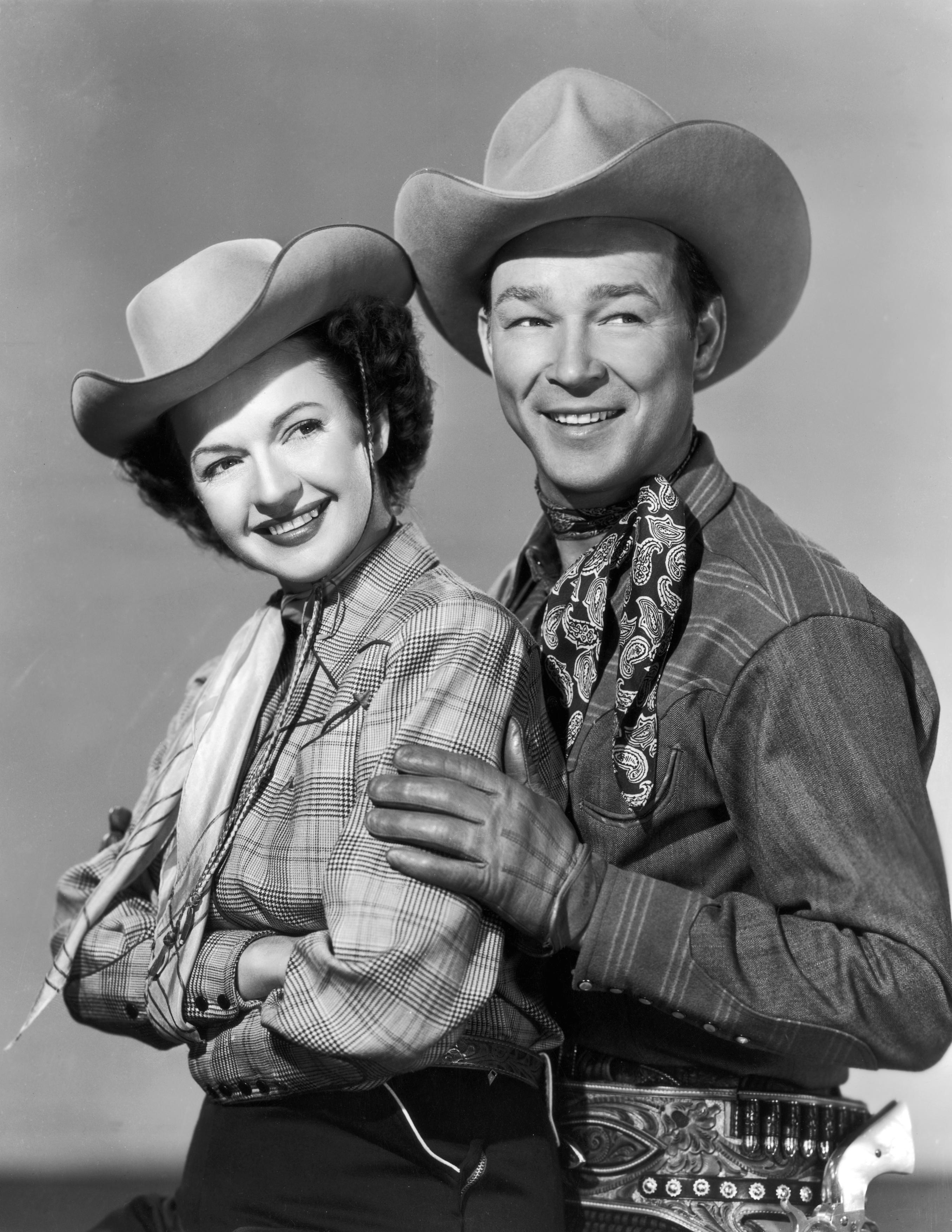 Studio portrait of the actor couple Dale Evans and Roy Rogers, circa 1949. (Hulton Archive/Getty Images)