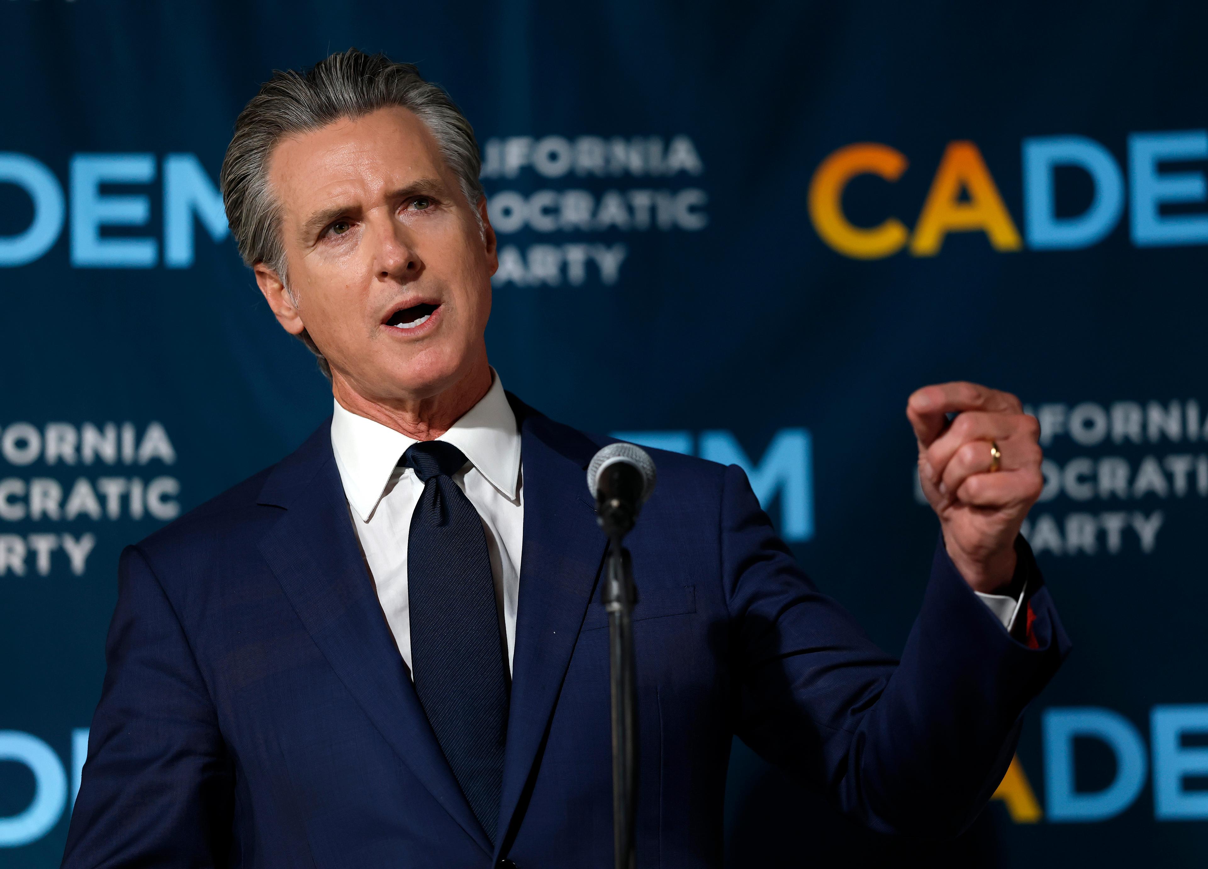 California Gov. Gavin Newsom speaks during an election night gathering at the California Democratic Party headquarters on Nov. 4, 2025, in Sacramento. Newsom said he supported David Huerta following his arrest for obstructing federal officers, calling him a “respected leader.” (Photo by Justin Sullivan/Getty Images)