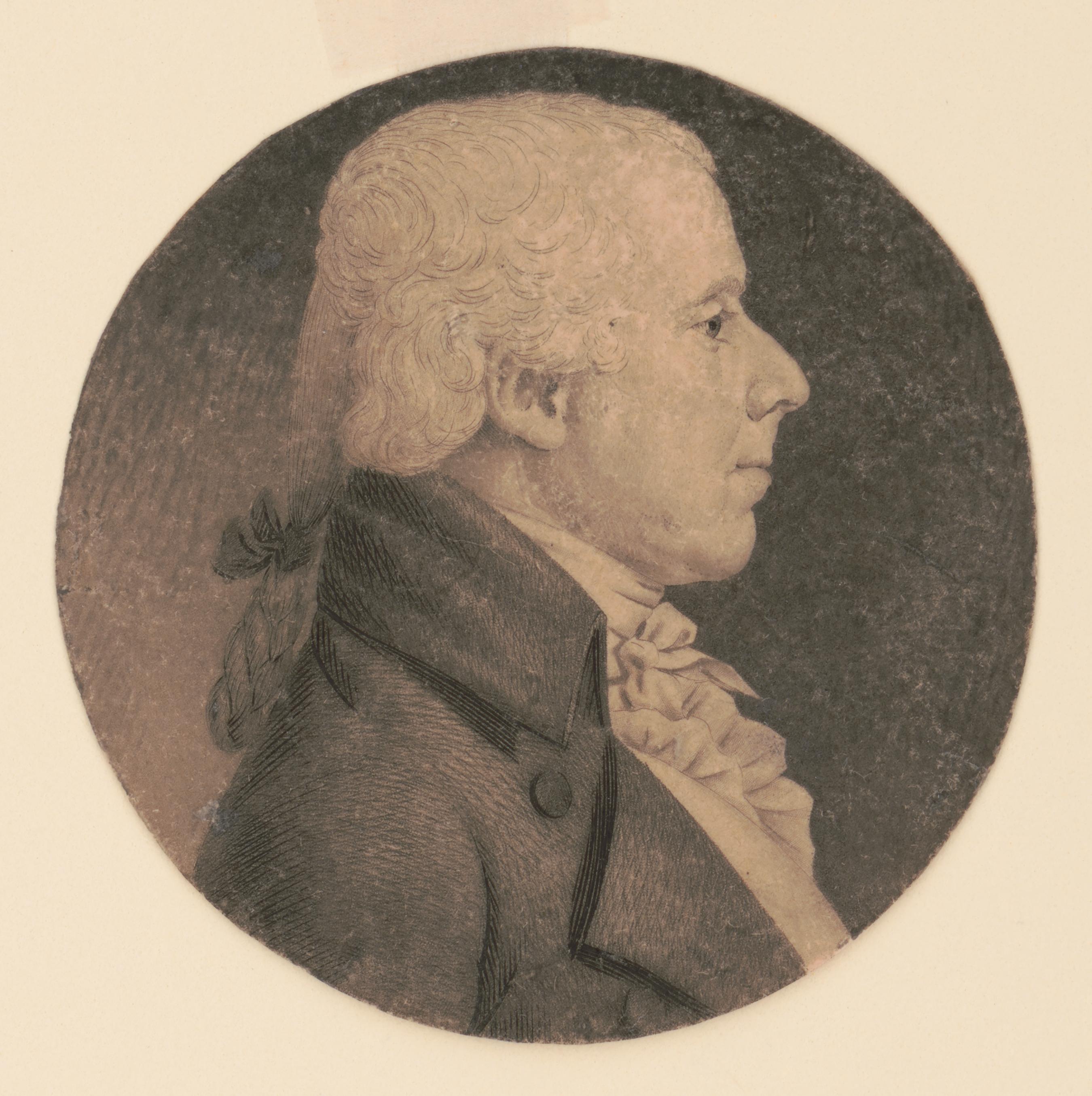 A portrait of Benjamin Rush, 1802, by Charles Balthazar Julien Févret de Saint-Mémin. Library of Congress. (Public Domain)