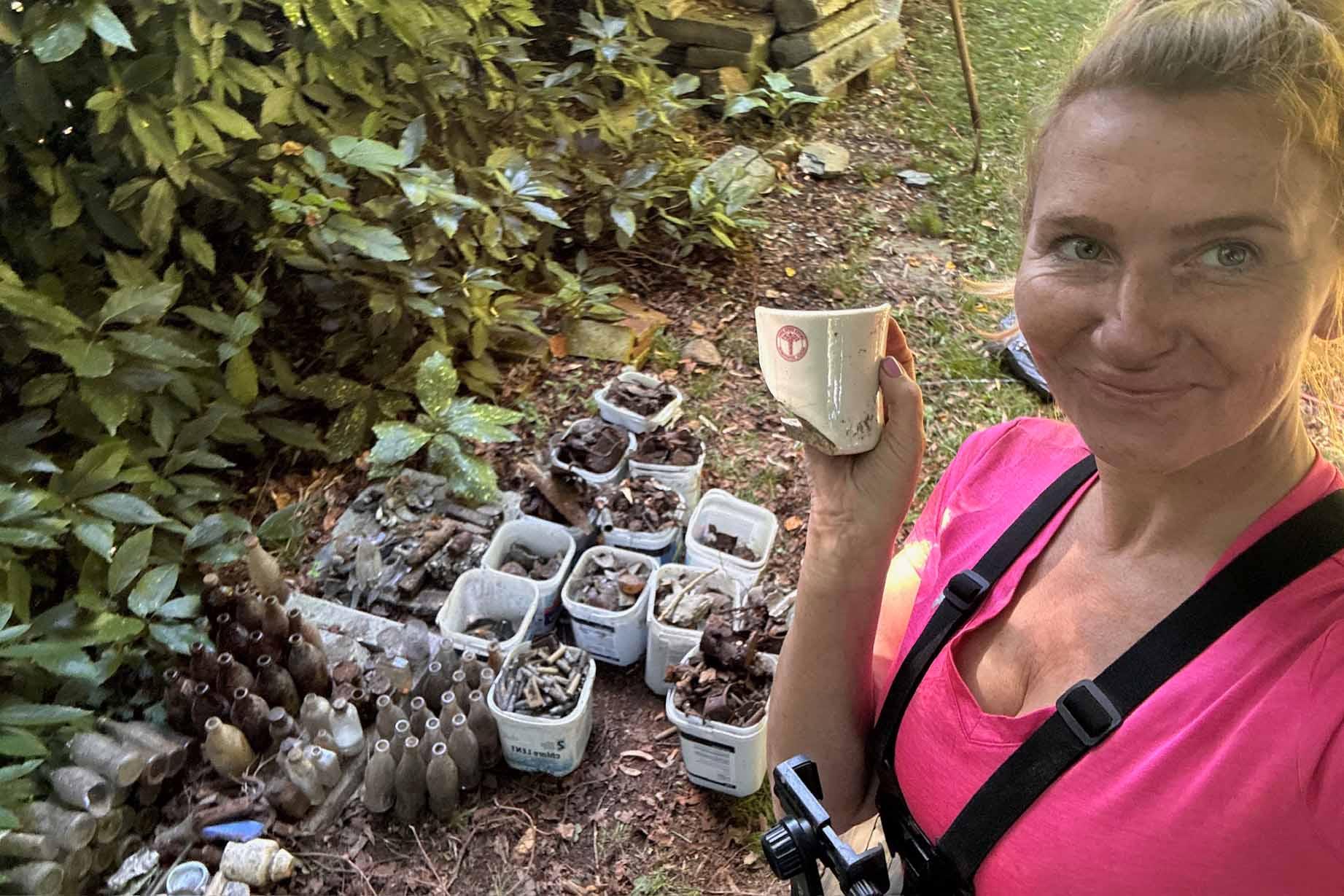 Gabriela Bernatova, who goes by the Instagram handle Detector Lady, scours WWII battlefields with her metal detector to uncover history. (Courtesy of Gabriela Bernatova)