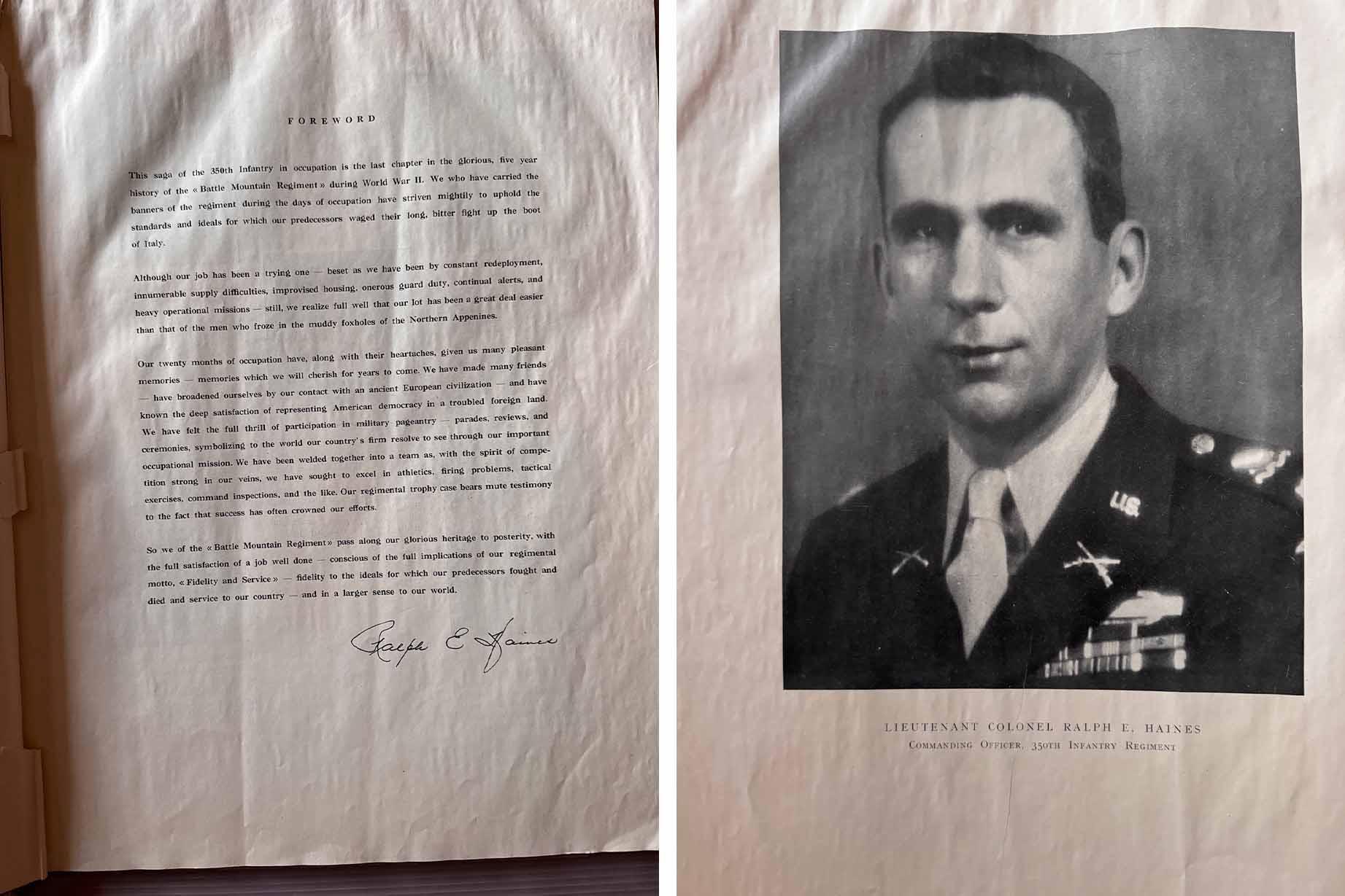 A military document attests that the 350th Infantry served at the villa of Count Gianni Deciani. (Courtesy of Gabriela Bernatova)